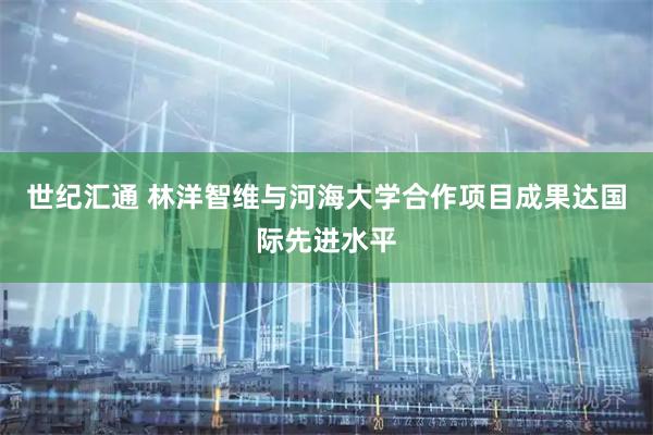 世纪汇通 林洋智维与河海大学合作项目成果达国际先进水平